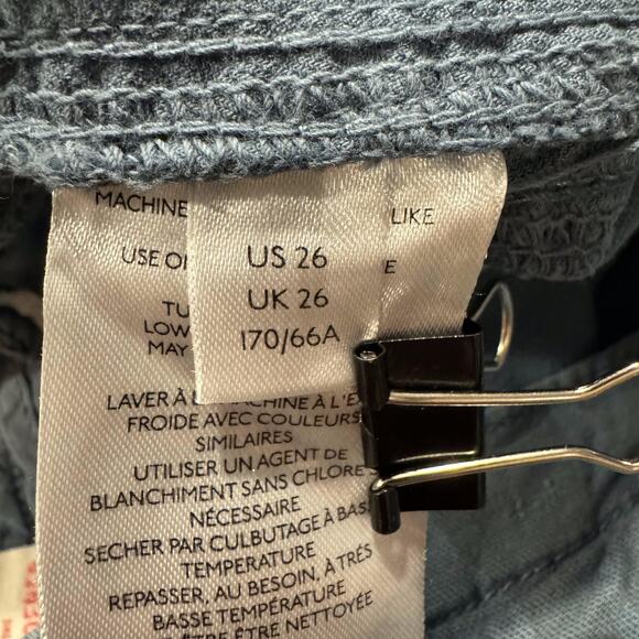 Anthropologie Pants The Wanderer Boho Gorpcore Linen Cargo Zebra Blue 26 JD - Picture 4 of 7